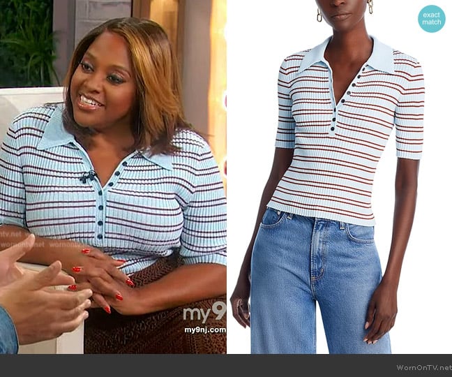 A.L.C. Sydney Striped Polo Top worn by Sherri Shepherd on Sherri