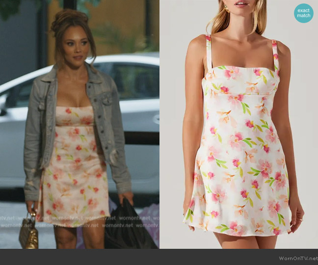ASTR the Label Nacrissi Floral Mini Sundress worn by Ashley Darby on The Real Housewives of Potomac