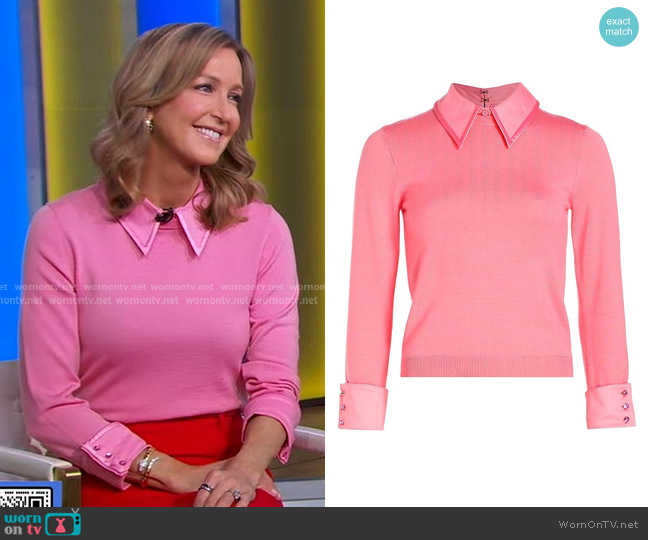 Alice + Olivia Porla Collared Sweater worn by Lara Spencer on Good Morning America
