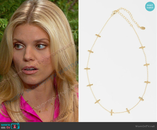 Argento Vivo Bar Station Chain Choker Necklace worn by Catherina Greene (AnnaLynne McCord) on Days of our Lives