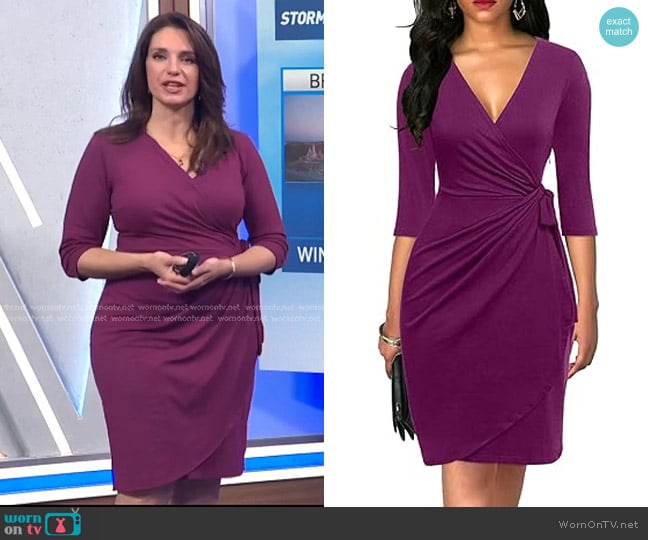 Berydress Faux Wrap Dress in Purple worn by Maria Larosa on Today