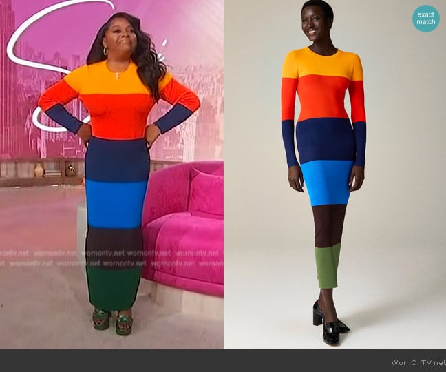 Christopher John Rogers x J. Crew Colorblock dress in stretch viscose blend worn by Sherri Shepherd on Sherri