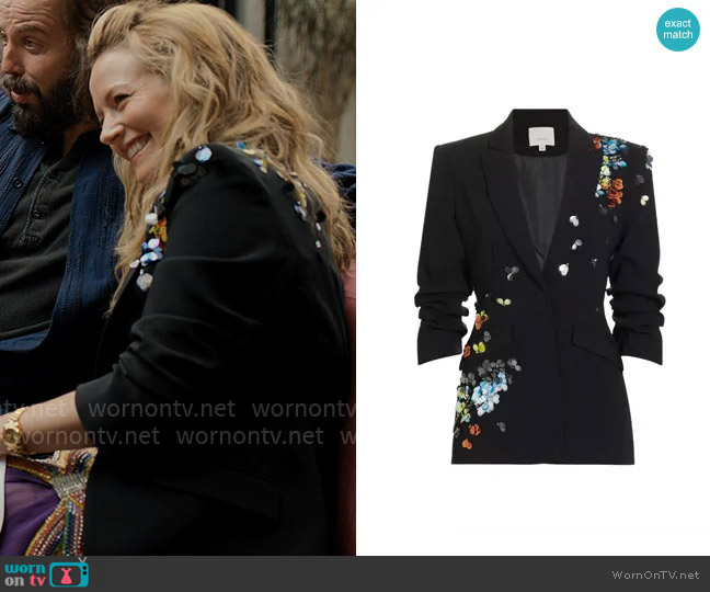 Cinq a Sept Cheyenne Floral Pailette Blazer worn by Lorna Crane (Becki Newton) on The Lincoln Lawyer