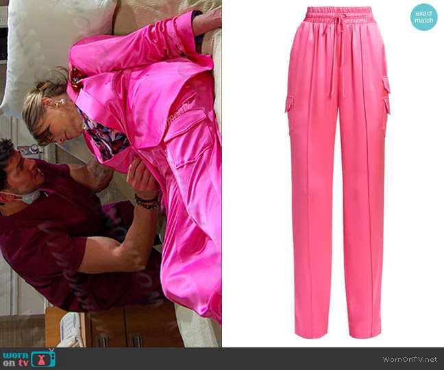 Cinq a Sept Sarie High-Rise Pants in Electric Pink worn by Bonnie Lockhart (Judi Evans) on Days of our Lives