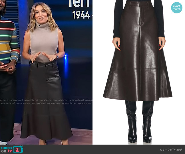 Citizens of Humanity Cassia Skirt in chocolate worn by Kit Hoover on Access Hollywood