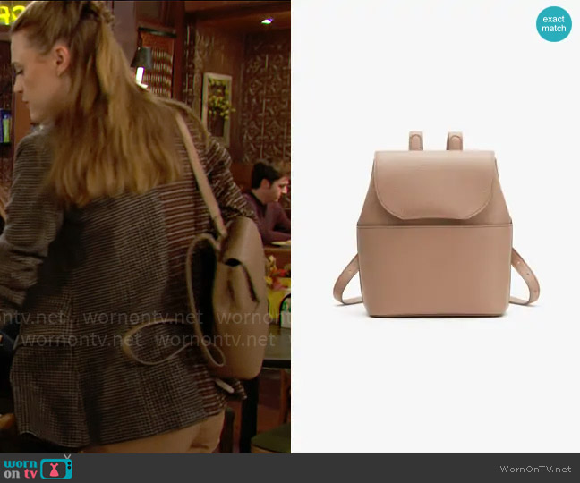 Cuyana Mini Leather Backpack in Cappuccino worn by Claire Grace (Hayley Erin) on The Young and the Restless