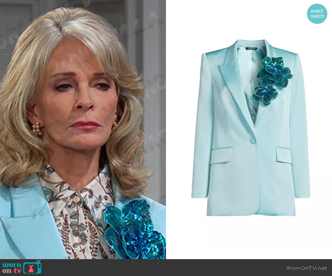 Ungaro Jamie Sequined Floral Appliqué Jacket worn by Marlena Evans (Deidre Hall) on Days of our Lives