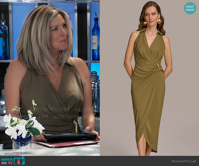 Donna Karan Asymmetric Gathered Tear-Drop Dress worn by Carly Spencer (Laura Wright) on General Hospital