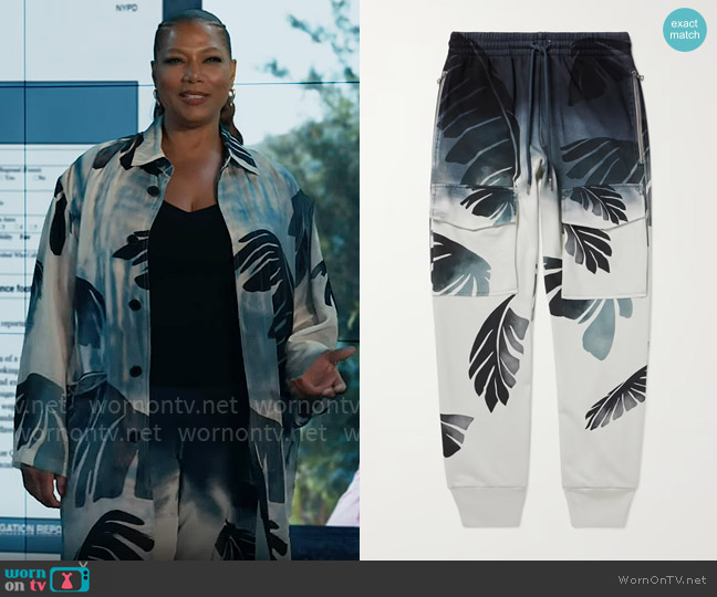 Dries van Noten Printed Cotton-Jersey Sweatpants worn by Robyn McCall (Queen Latifah) on The Equalizer