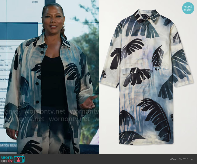 Dries van Noten Printed Silk-Satin Trench Coat worn by Robyn McCall (Queen Latifah) on The Equalizer
