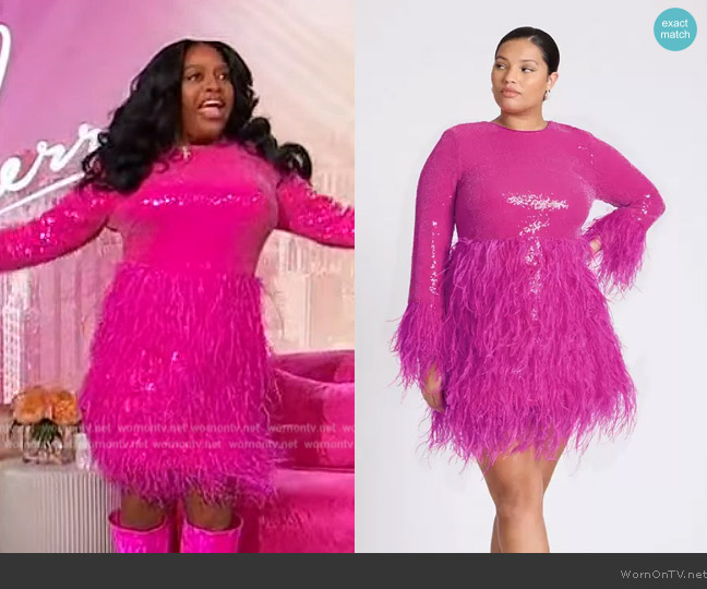 Eloquii x Kate Spade Sequin And Feather Mini Dress worn by Sherri Shepherd on Sherri