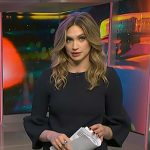 Ellison Barber’s black bell sleeve dress on NBC News Daily