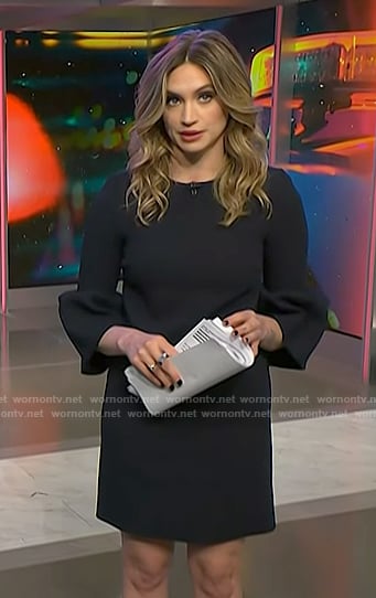 Ellison Barber’s black bell sleeve dress on NBC News Daily