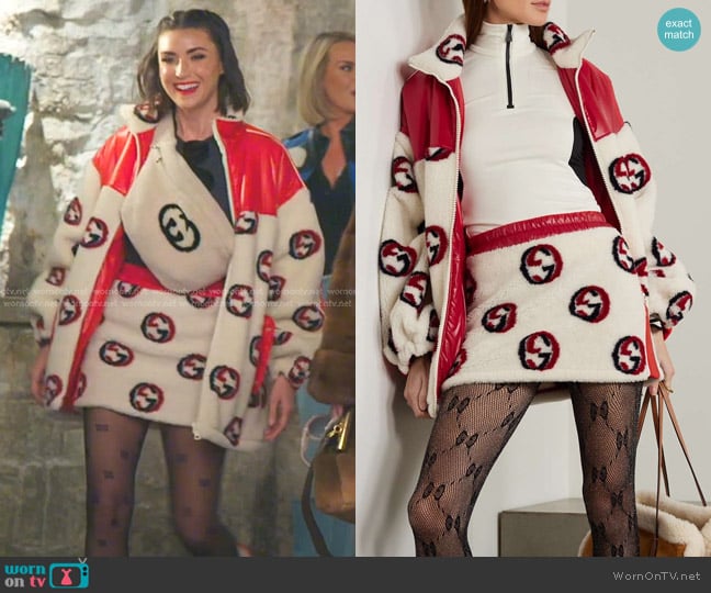 Gucci Shell Trimmed Wool-fleece Jacquard Jacket worn by Bronwyn Newport on The Real Housewives of Salt Lake City