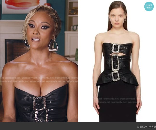 Jean Paul Gaultier Leather Trimmed Buckle Detail Bustier Gown worn by Ashley Darby on The Real Housewives of Potomac