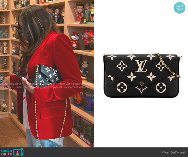 Louis Vuitton Félicie Pochette in Black/Beige worn by Mary Cosby on The Real Housewives of Salt Lake City