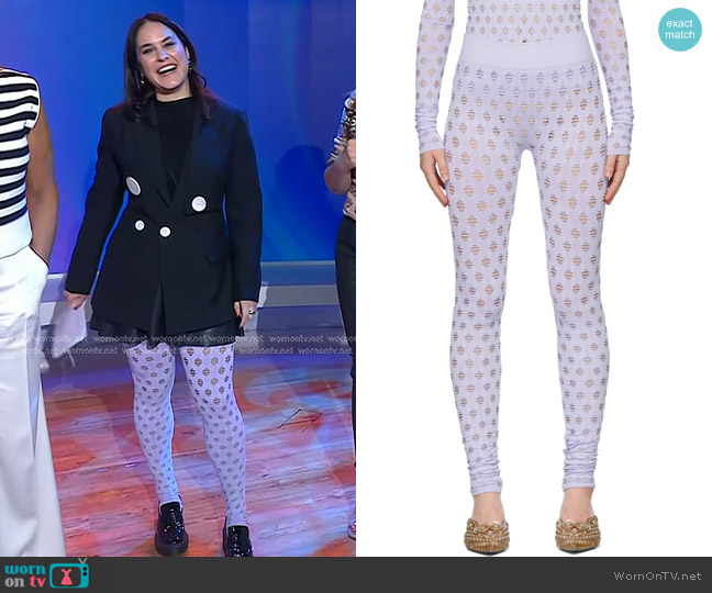 Maisie Wilen Perforated Leggings in Purple worn by Donna Farizan on Today