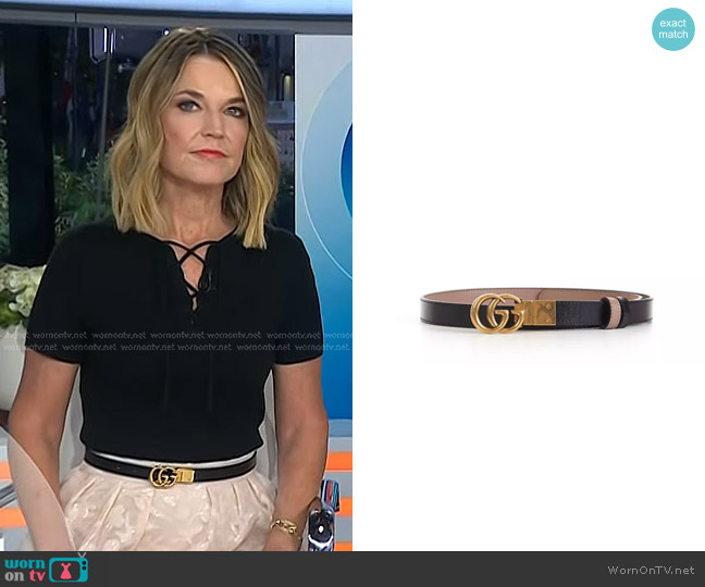Gucci GG Marmont Reversible Thin Belt worn by Savannah Guthrie on Today