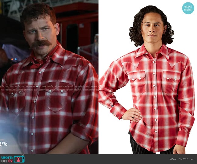 Rockmount Ranch Shadow Plaid Western Shirt worn by Evan Buckley (Oliver Stark) on 9-1-1