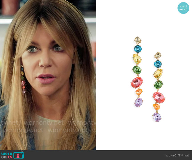 Roxanne Assoulin The Mad Merry Marvelous Crystal Drop Earrings worn by Morgan Gillory (Kaitlin Olson) on High Potential