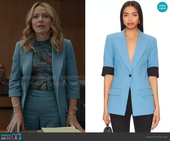 Smythe Three-Quarter Sleeve Longline Blazer in Cornflower Blue worn by Lorna Crane (Becki Newton) on The Lincoln Lawyer