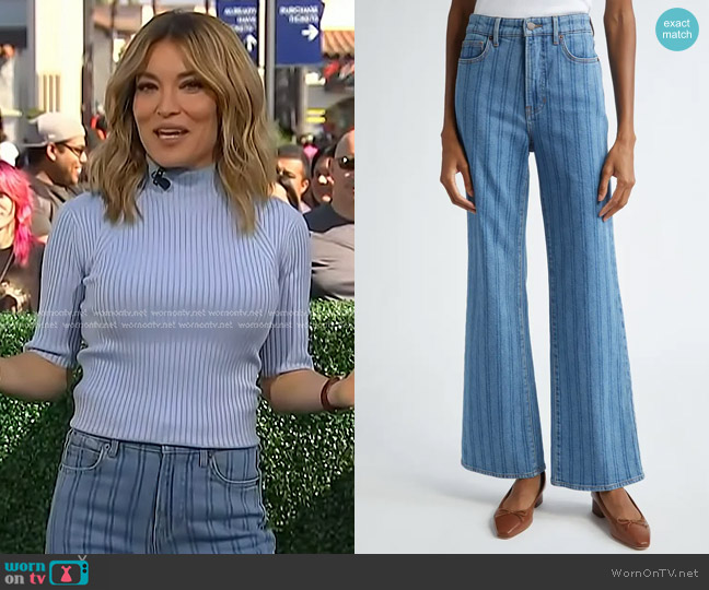 Veronica Beard Crosbie High Waist Wide Leg Jeans worn by Kit Hoover on Access Hollywood