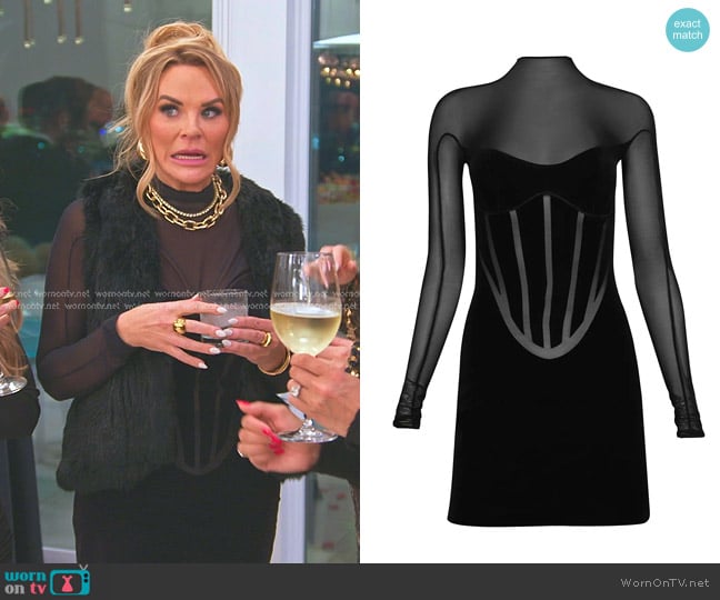 Wolford x Mugler Flock Shaping Dress worn by Heather Gay on The Real Housewives of Salt Lake City