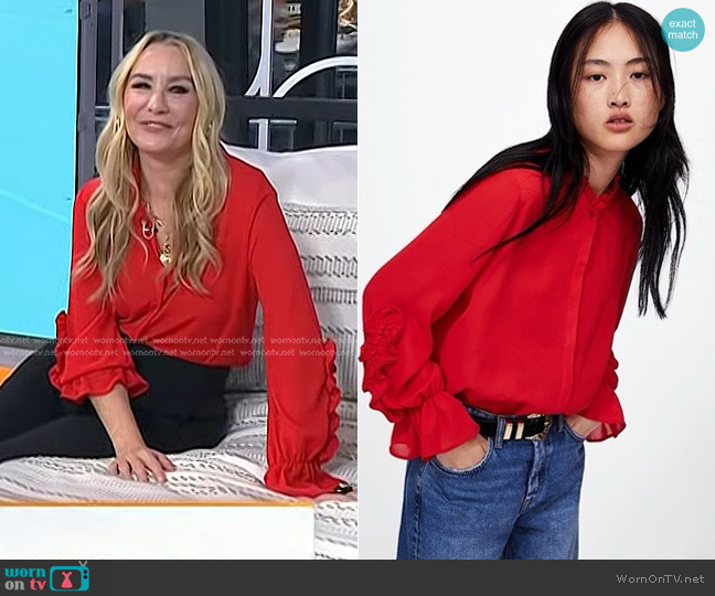 WornOnTV: Chassie’s red ruffle sleeve blouse on Today | Chassie Post ...