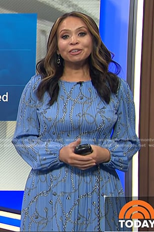 Adelle’s blue chain print dress on Today