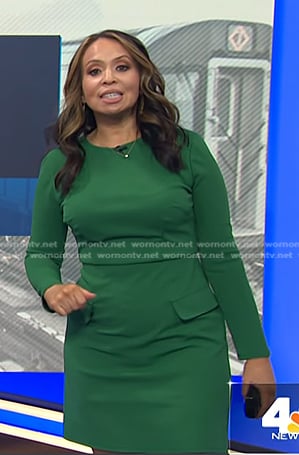 Adelle’s green flap pocket dress on Today