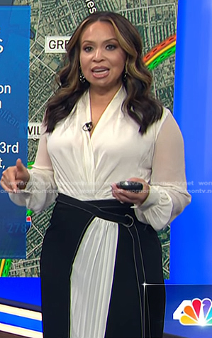 Adelle’s black pleated wrap skirt on Today
