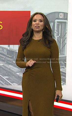 Adelle’s green twist front ribbed dress on Today