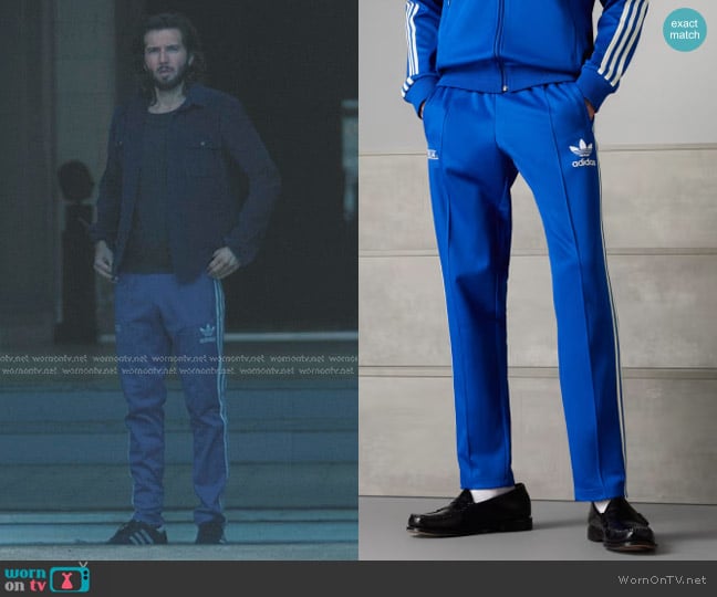 Adidas Italy Beckenbauer Track Pants in Royal Blue worn by John Hunter (Guy Burnet) on American Horror Stories