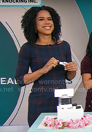 Adriana Diaz’s navy plaid dress on CBS Mornings
