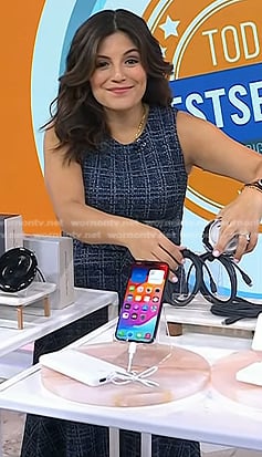 Adrianna’s blue tweed midi dress on Today