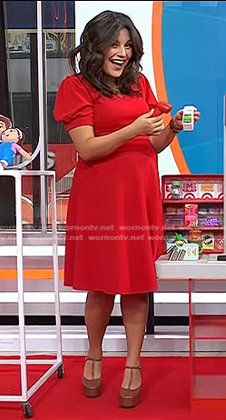 Adrianna’s brown ankle strap platform pumps on Today