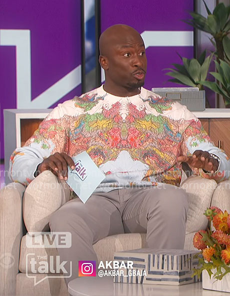 Akbar’s map print sweater on The Talk