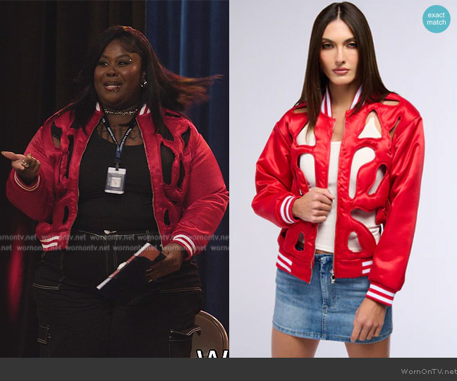 Akira Look My Way Cut Out Satin Bomber Jacket