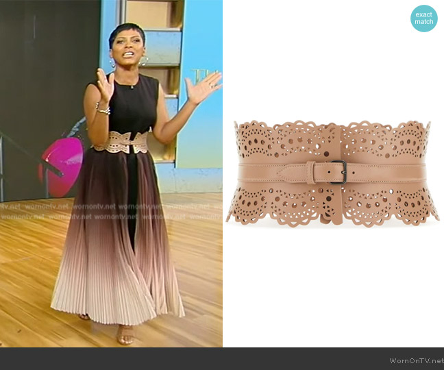 Scalloped buckle-fastening belt Alaia worn by Tamron Hall on Tamron Hall Show