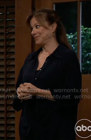 Alexis’ navy tie front shirt on General Hospital