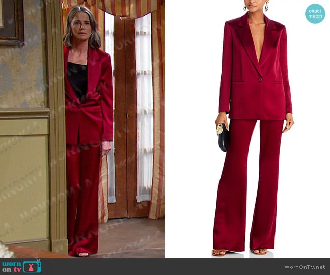Alice + Olivia Denny Satin Boyfriend Blazer worn by Fiona Cook (Serena Scott Thomas) on Days of our Lives
