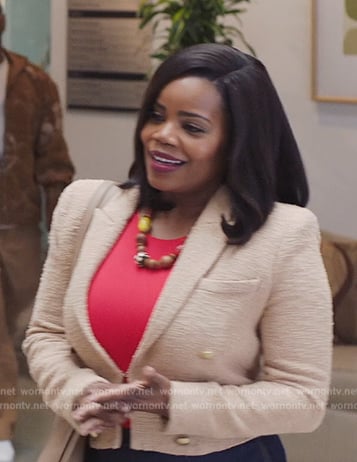 Amara’s cropped tweed blazer on All American Homecoming