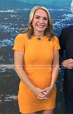 Andrea Canning’s orange tweed mini dress on Today