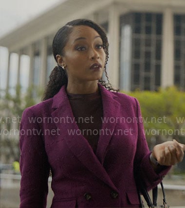 Andrea’s purple tweed blazer on The Lincoln Lawyer