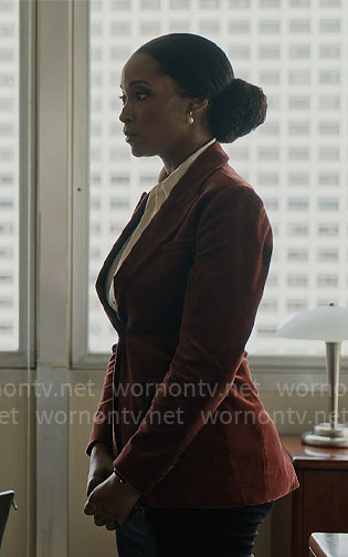 Andrea’s velvet blazer on The Lincoln Lawyer