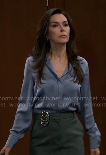 Anna’s blue button down blouse on General Hospital
