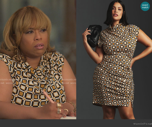 Anthropologie The Maya Ruched Cowl-Neck Dress worn by Krystal Walters (Angela Grovey) on Reasonable Doubt