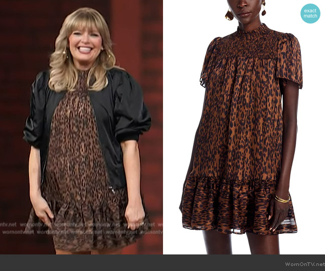 Aqua Leopard Mini Dress worn by Melissa Peterman on Access Hollywood