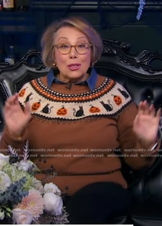 Barbara Costello’s brown Halloween sweater on Good Morning America