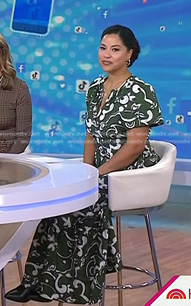 Arianna’s green print maxi dress on Today